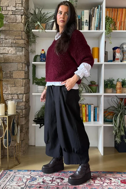 Lola Boucle Slouch Knit Burgundy